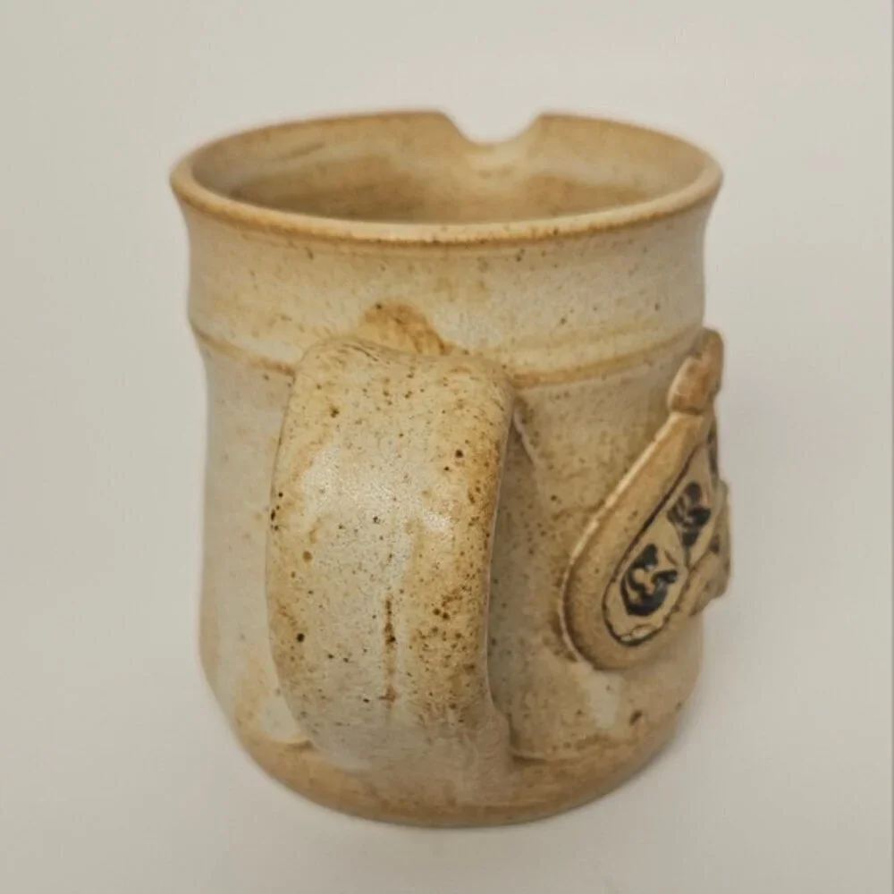 Vintage Set Of Cream Jug & Sugar Pot - Toffee Brown Stoneware Ceramic Pottery